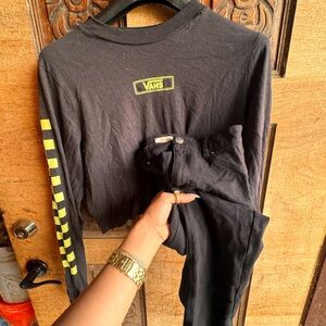 Vans Black and Yellow Checkered Long Sleeve Set